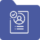 Icono de una hoja con la figura de una persona y un s&iacute;mbolo de check sobre ella. Representa los Procedimientos de Cyberzaintza para la contrataci&oacute;n de servicios.